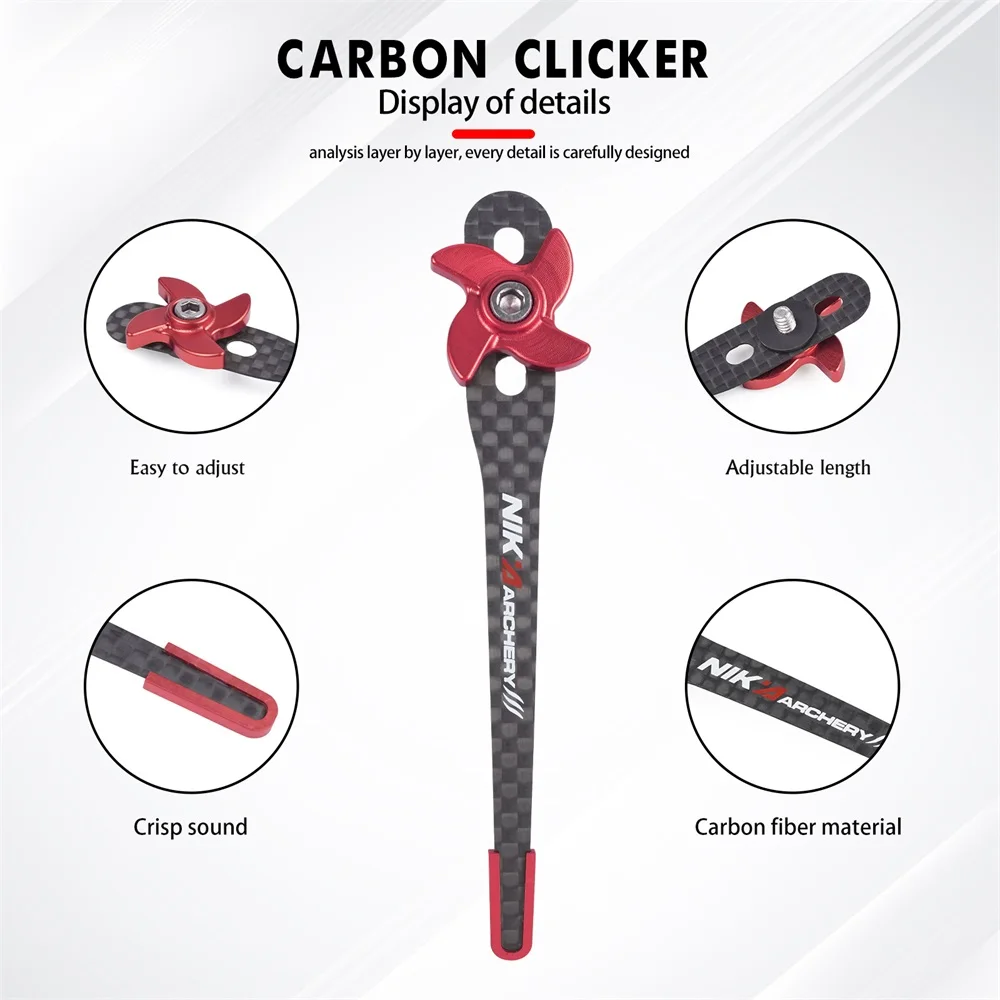 Nika Archery 3K Carbon Fiber Clicker for Recurve Bow Shooting Equipments Accessories