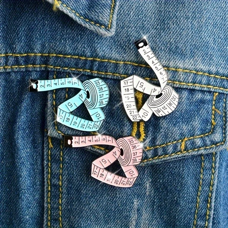 1pc Measuring Tape Enamel Pins Brooches Badges Lapel Clothes Decors Fine Craftsmanship