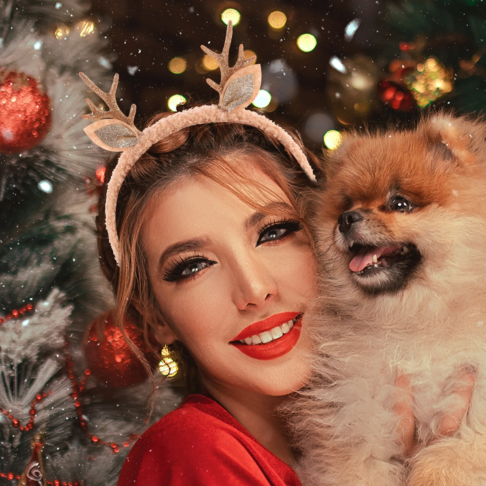 

2Pcs Christmas Antler Headbands Lightweight Comfortable Holiday Party Reindeer Hair Accessories for Women Christmas Headband