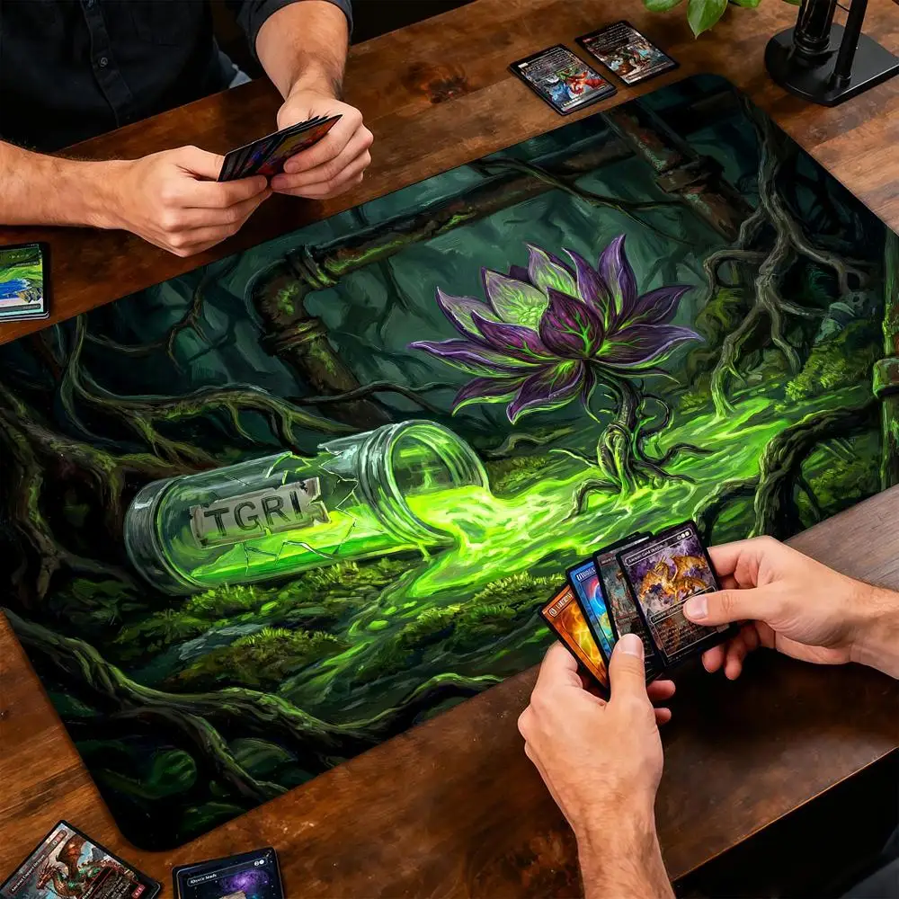 Polluted Purple Lotus Magic Card Battle Mat TCG Playmat Anti-slip Base 35X60CM Gathering Gaming Mats Board Game Mat for TCG