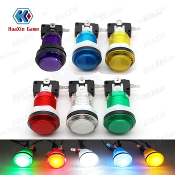 아케이드 파이팅 비디오 게임 기계 판도라 상자, 4.8mm 용 12V 5V LED 램프 마이크로 스위치가있는 28mm 완전 투명 푸시 버튼