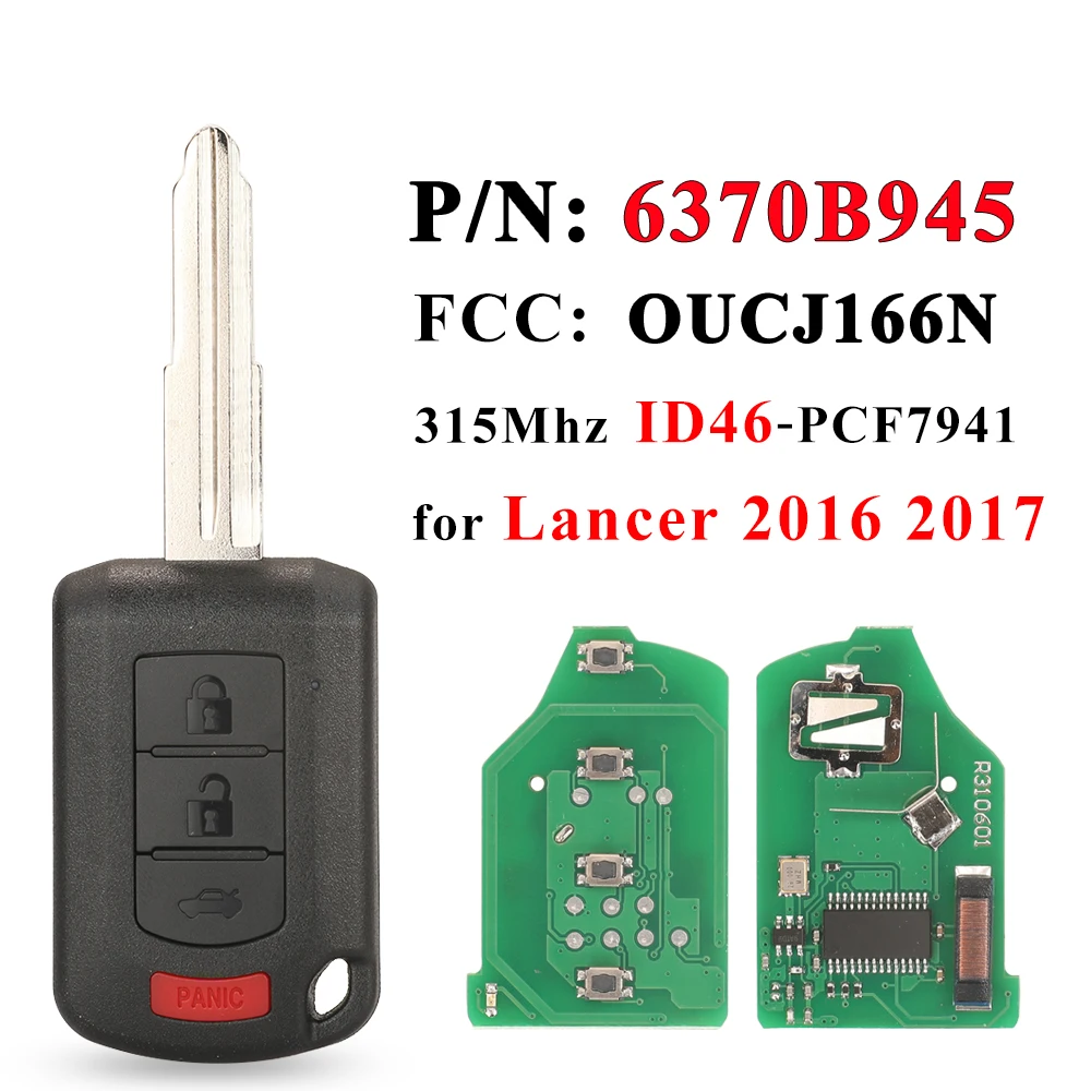 Jingyuqin 433Mhz ID46/ID47 pcf7938 Chip Fernbedienung Auto Schlüssel Für Mitsubishi Eclipse CROSS Outlander SPORT Mirage G4 Lancer 2016-2021