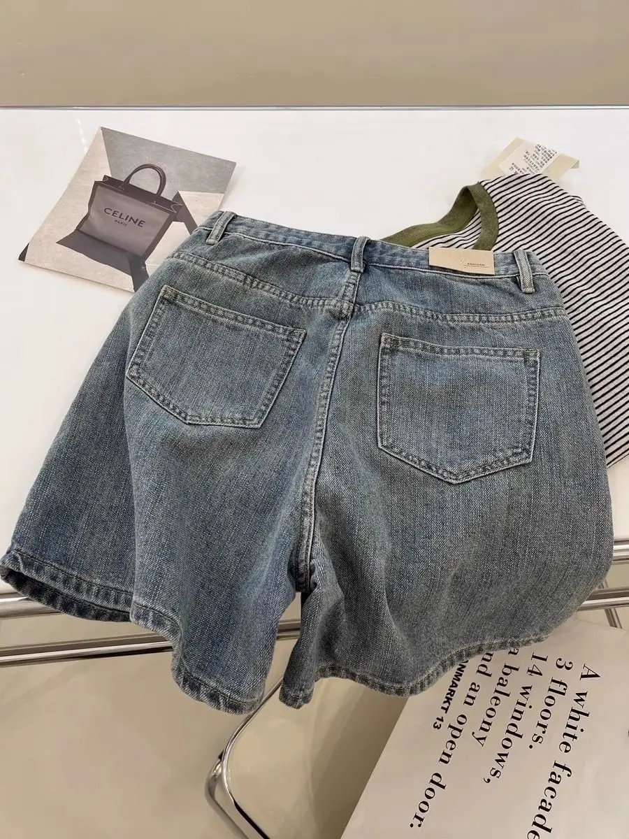 Women's Blue Micro Denim Shorts High Waist Jeans Shorts Vintage Harajuku 2000s Y2k Gyaru Cowboy Short Pants 2000s Clothes Summer
