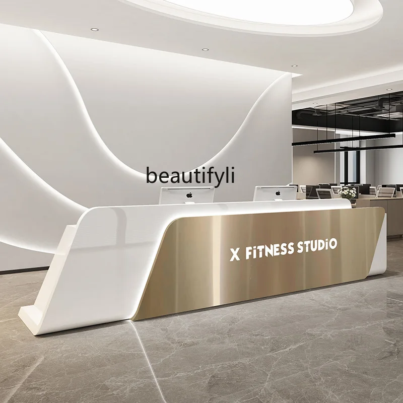 Modern company, hotel reception desk custom paint beauty salon checkout page special-shaped simple bar