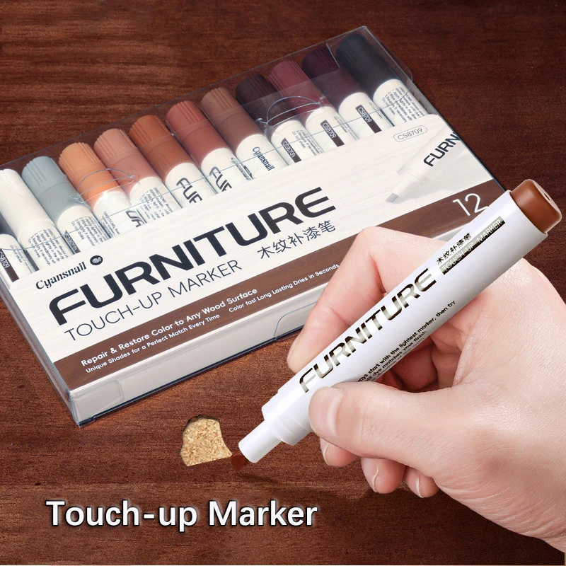 12 Colors Furniture Touch Up and Repair Marker Pen Wood Scratch Restoration Kit Patch Paint Pen Large-Capacity Marker