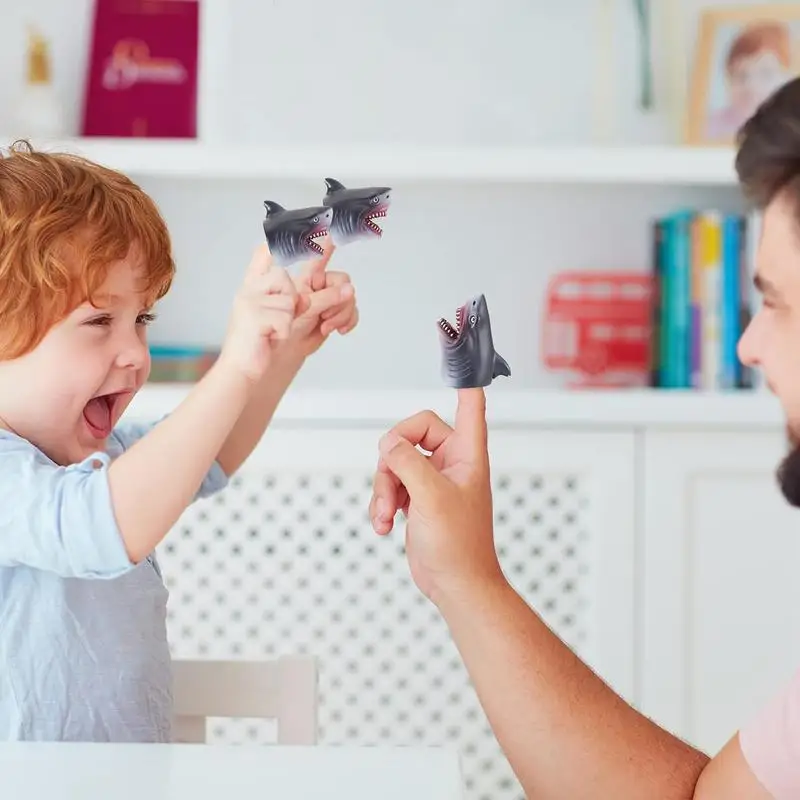 Ensemble de Marionnettes à Doigts en Forme de Requin, Jeu Interactif, Extensible, Amusant, 5 Pièces