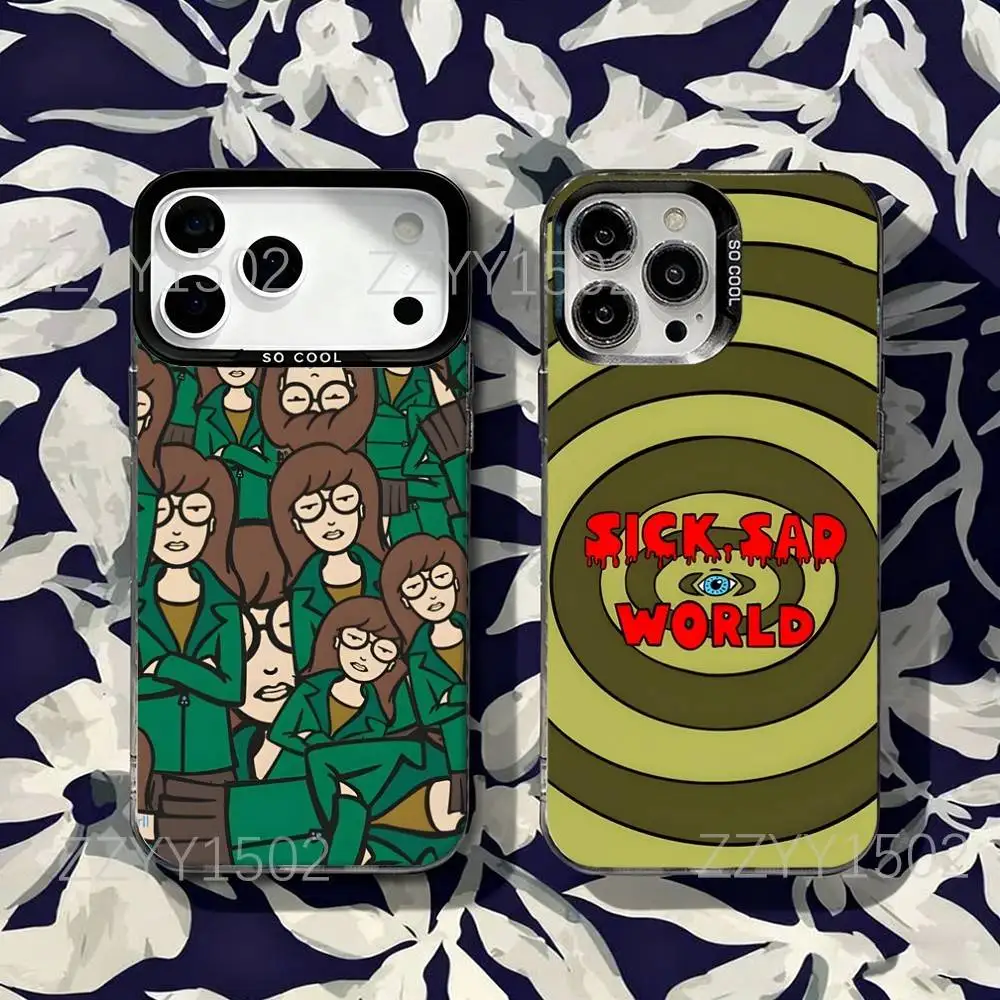 Etui na telefon Cartoon D-Daria do iPhone'a 17, 16, 15, 14, 13, 12, X, 8, Pro, Max, Plus, SE4, Air, Mini HD Black IMD Matte