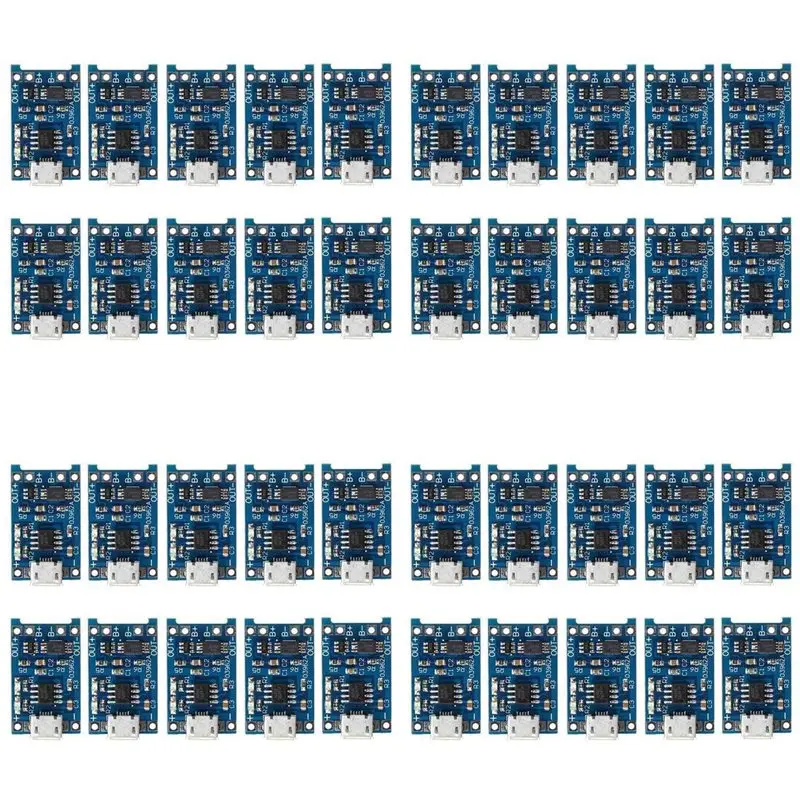 【SUPERDEALS】40Pcs 5V 1A 18650 Lithium Battery Charging Board TP4056 Lithium Battery Charging Board Micro-USB Charge Module Prote