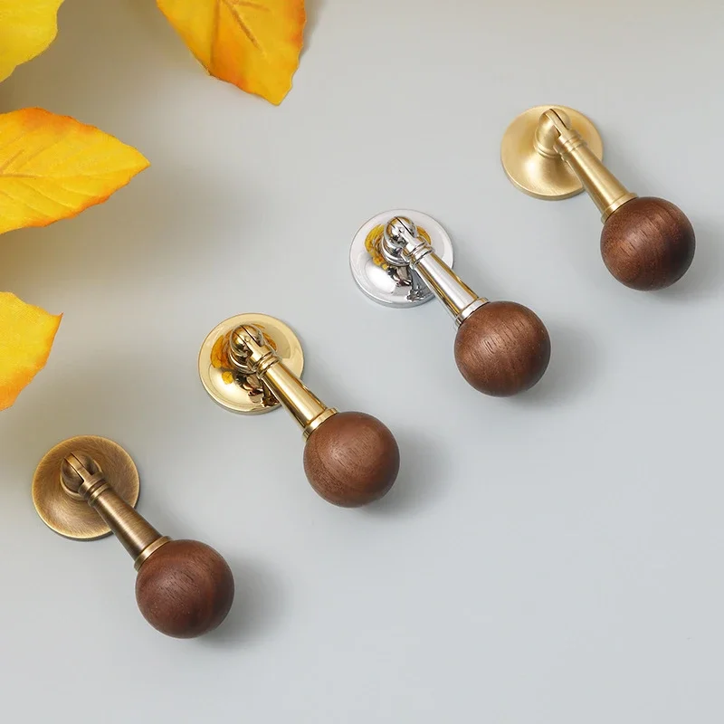 yesLight Luxury, Antique French Style Handle, Black Walnut Brass,retro and Quiet Japanese Style Nordic Round Pendant Cabinet Han