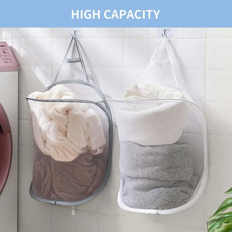 1pcs Hanging laundry basket (foldable mesh basket) Dirty laundry basket with carry handle For storing household items