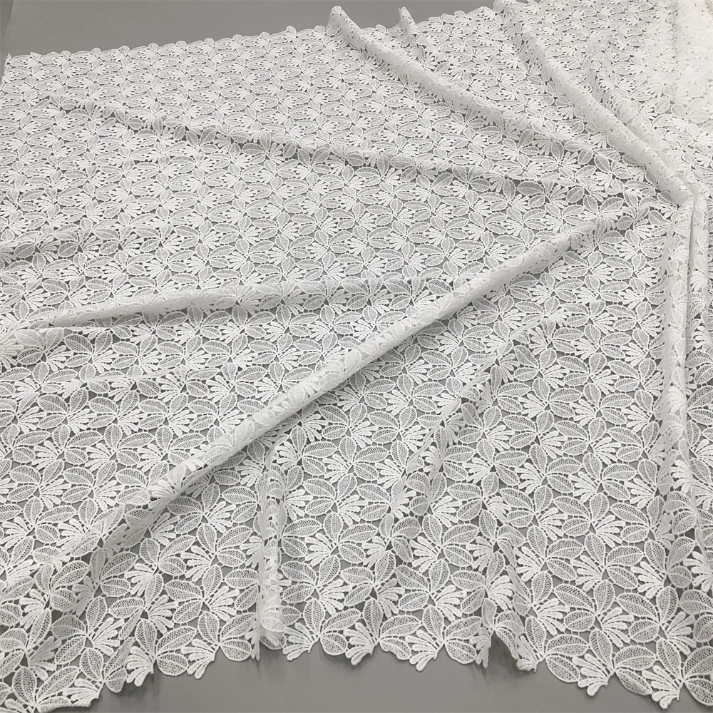 Weißer Spitzenstoff Hohe Qualität 2026 Wasserlösliche Bestickte Modische Weiche Spitze 5 Yards – Detail 8