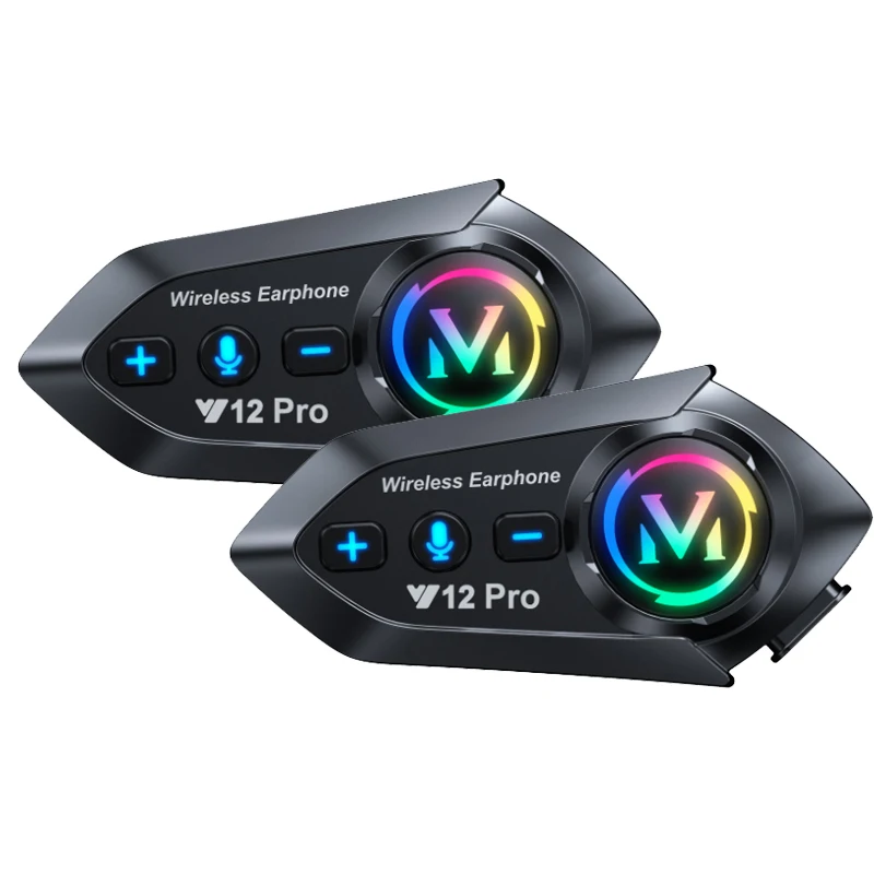 1/2 Piezas Y20 Pro Auriculares para Casco de Motocicleta, Intercomunicador de 500M, Llamadas Manos Libres, Intercomunicador para Motocicleta con Función de Compartir Música