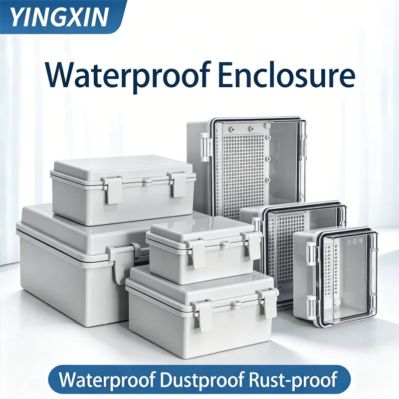 IP66 Waterproof Electronic Box Gray/Transparent Outdoor Distribution Enclosure Case with Hinge for Instruments PC Plastic
