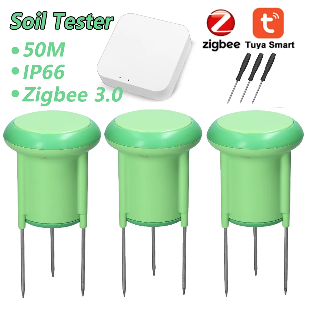 Tuya ZigBee Soil Tester Temperature Humidity Sensor IP66 Tuya APP Control Support View History Device Sharing  Use with Gateways