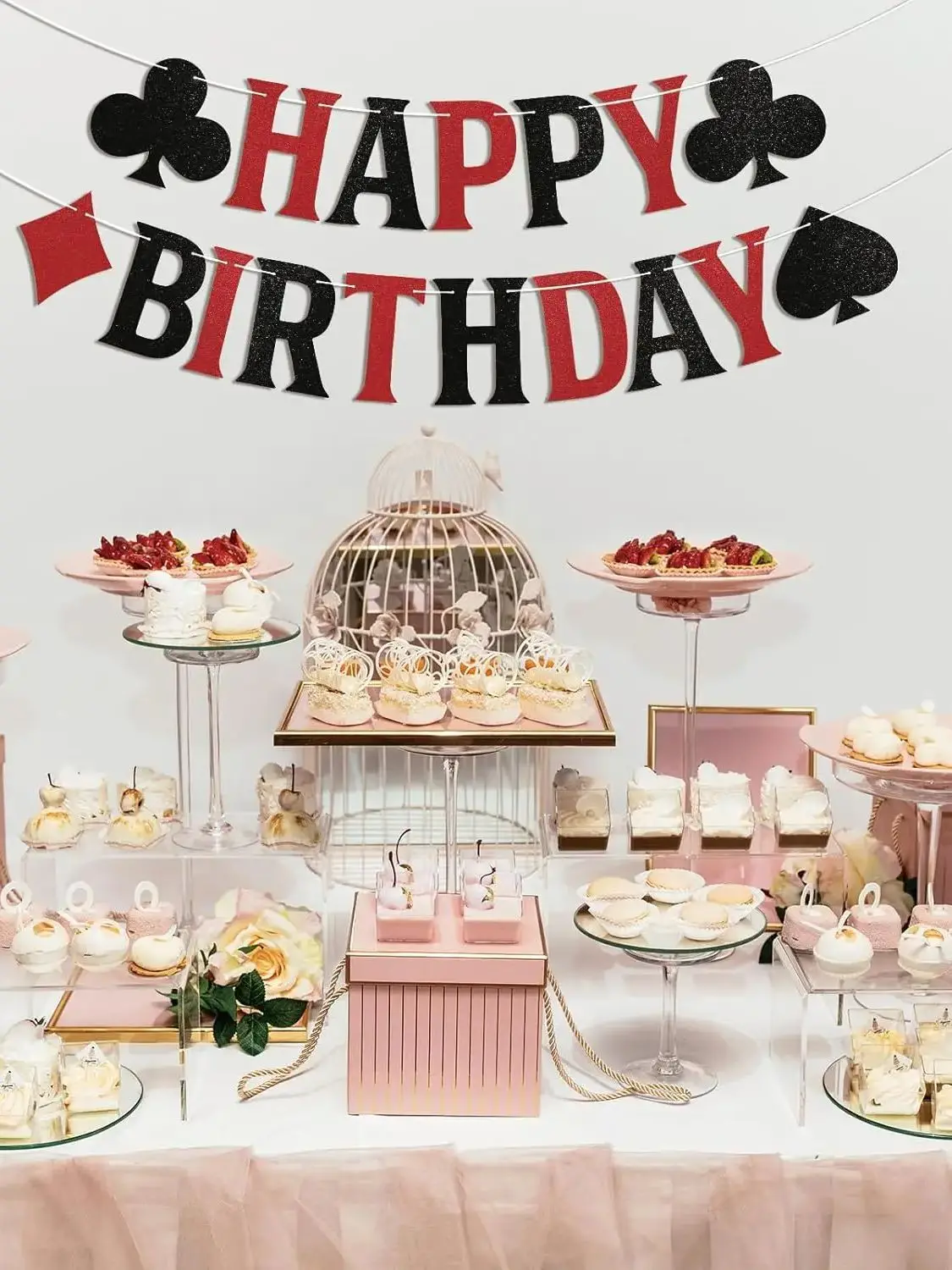 Casino Happy Birthday Banner - Casino Verjaardagsfeestje Decor, Casino Thema Blackjack Poker Nacht Casino Nacht Verjaardagsfeestje - afbeelding 2