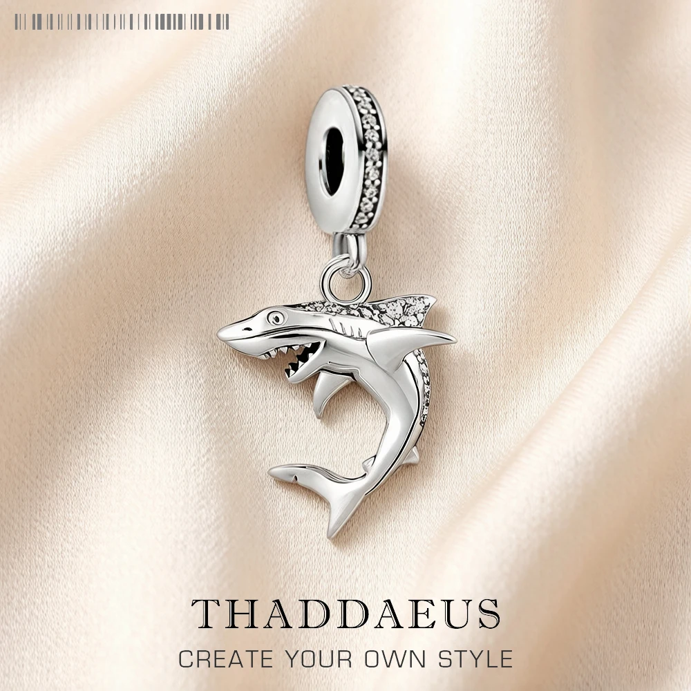 Maritime Shark Dangle Charm Lucky Pendant Women Men 2023 Summer 925 Sterling Silver Fine Jewelry