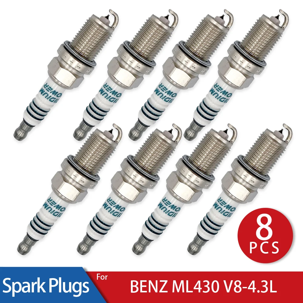 8 Pcs/Lot Iridium Power Spark Plugs Glow Plug for 1999-2001 BENZ ML430 V8-4.3L Car Candle Stable Operation 80000km