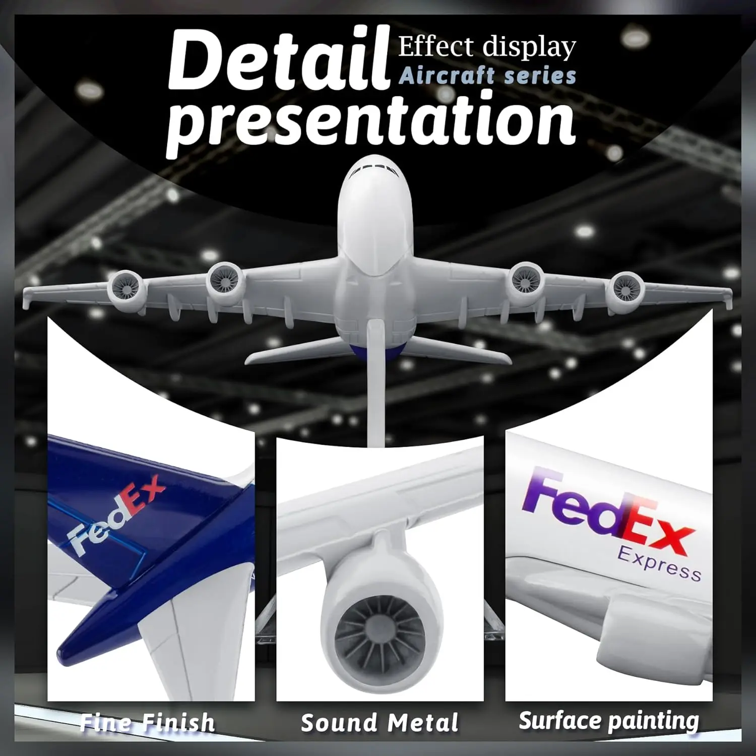 طبق الاصل فيديكس الخطوط الجوية a380 دييكاست نموذج طائرة 16 سنتيمتر 1:400 قاعدة بلاستيكية الهبوط لعبة معدني مطار طائرة الديكور #5