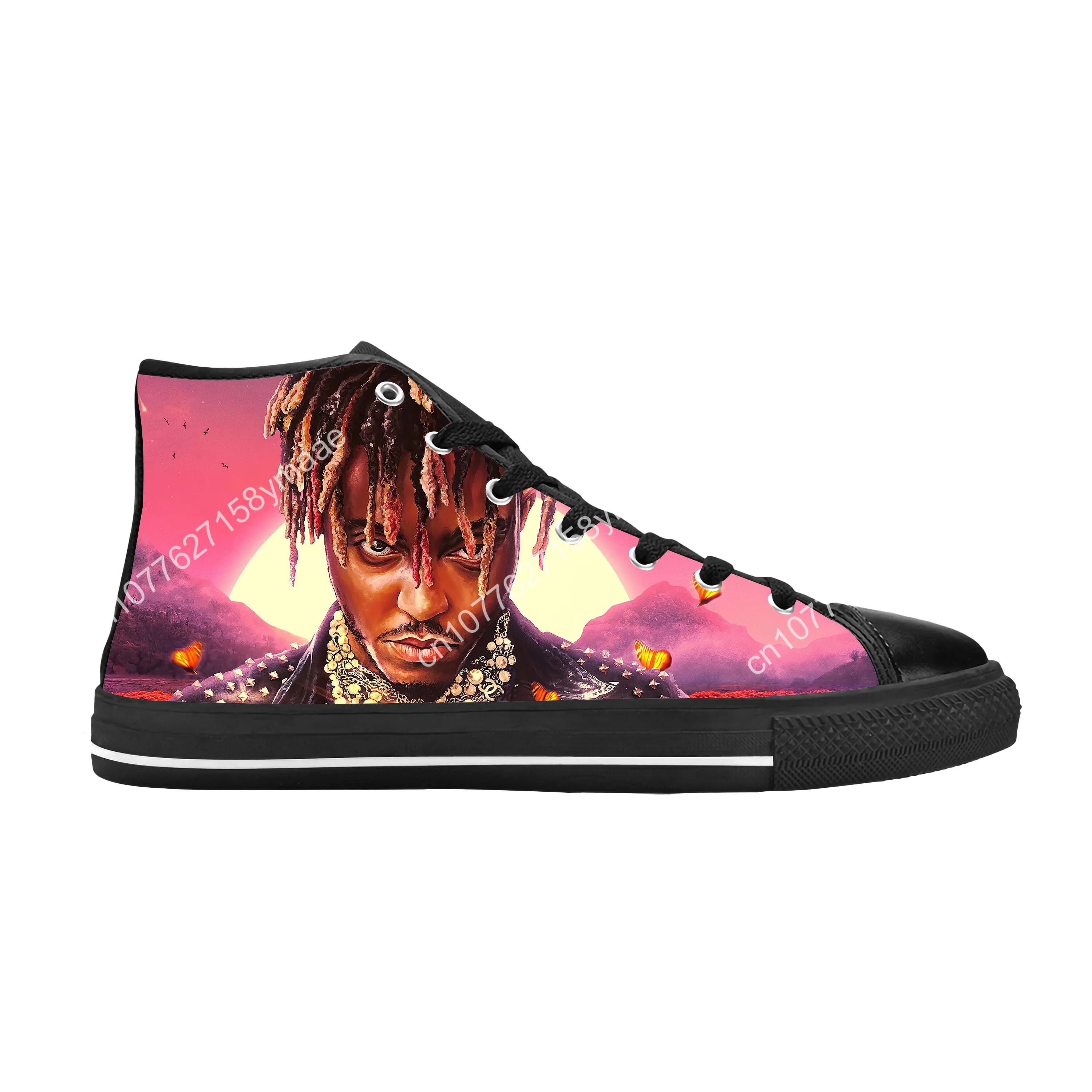 Juice Wrld Hip Hop Rap Rapper Music Singer Rock Casual Cloth Shoes High Top Comfortable Breathable 3D Print Men Women Sneakers