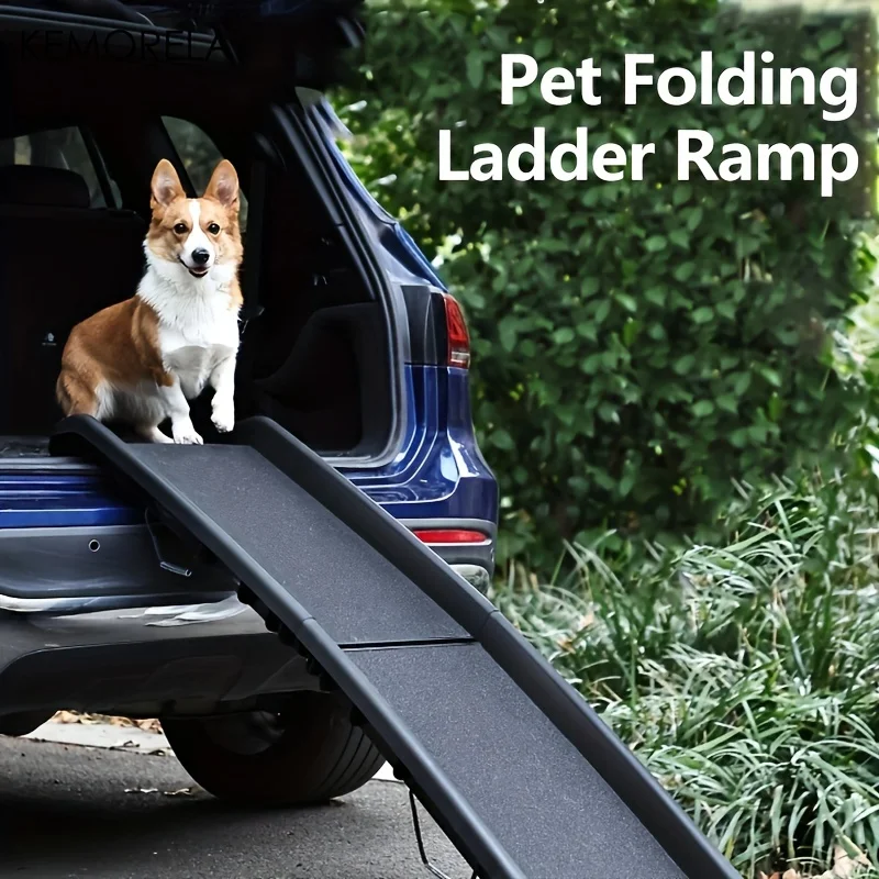 Kemorela Folding Ladder Pet Ramp For Cars Trucks & SUVs Portable Fits MAX 68KG Large Dogs With Side Rails Non-Slip Easy To Store