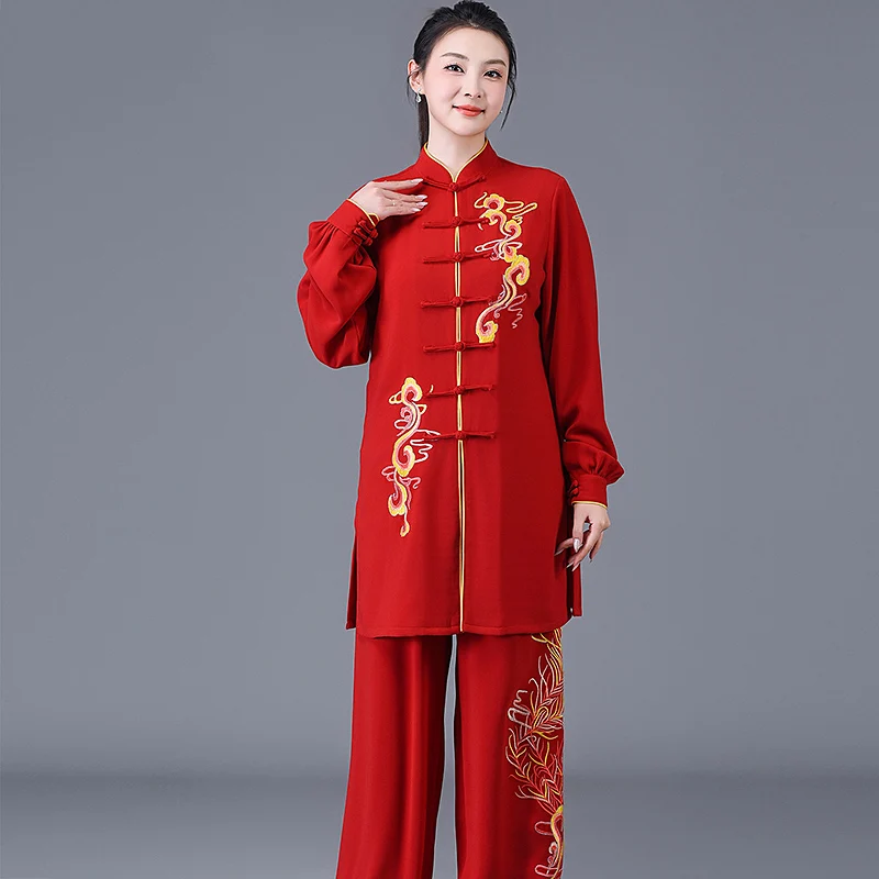 Premium Unisex Tai Chi Kung Fu Practice Uniform Set 2025 New Embroidered Silk Blend Fabric for Competition & Daily Practice