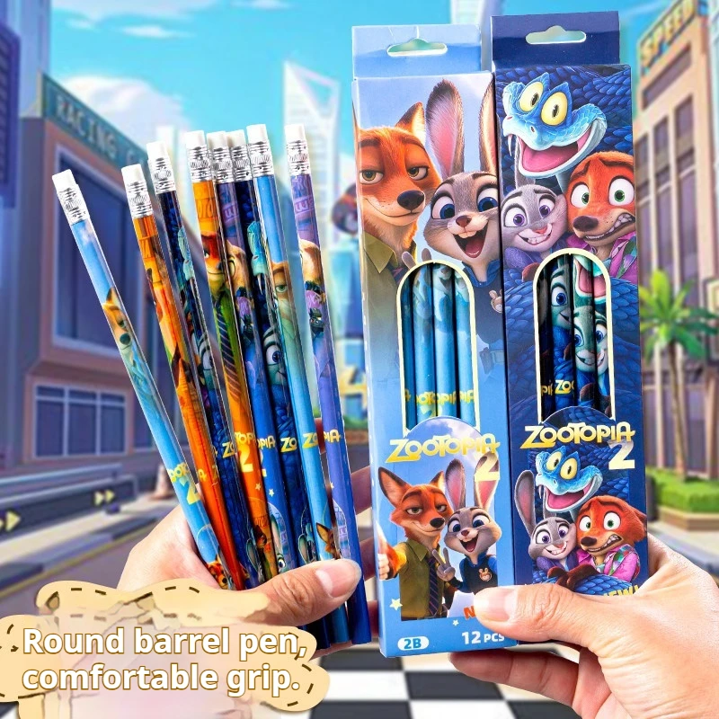 Offre spéciale : Lot de 4 à 12 crayons Zootopia sans boîte, crayons non toxiques 2B, nouveaux, pour étudiants, fournitures scolaires, cadeaux