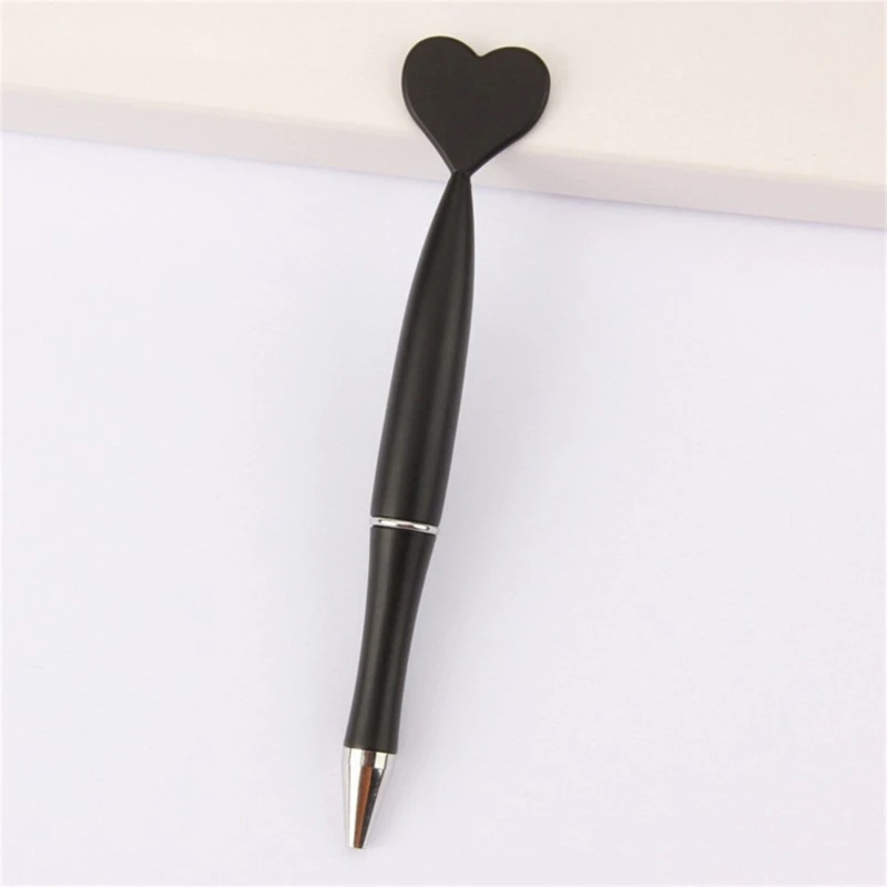 6 Pieces Black Ballpoint Pens 1.0mm Office Pens Heart Shaped Pens Wedding Pens Stationery School Office Supplies Y9RF