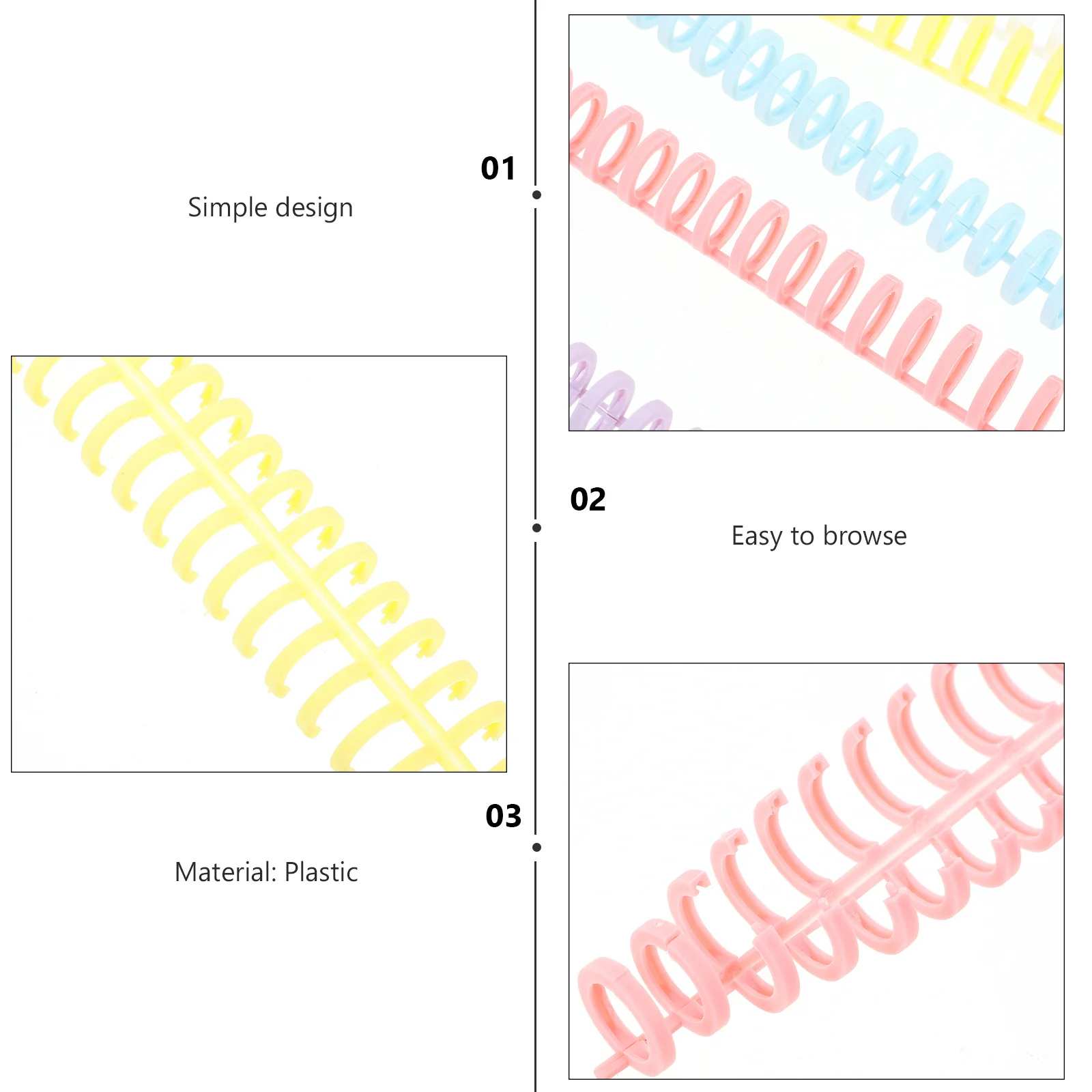 

10Pcs Loose Leaf Binder Rings Plastic Replacement Clips for Notebook Diary Scrapbook Organizer School Office Spiral Binding