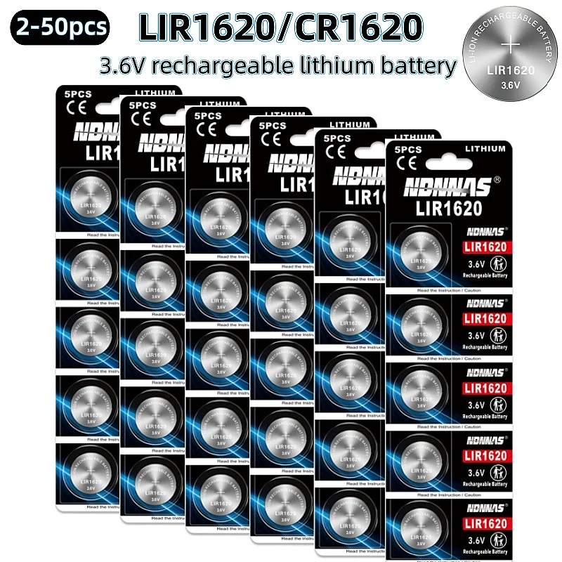 

2-50PCS LIR1620 1620 3.6V rechargeable battery charging 1620 can replace CR1620 Button cell batteries