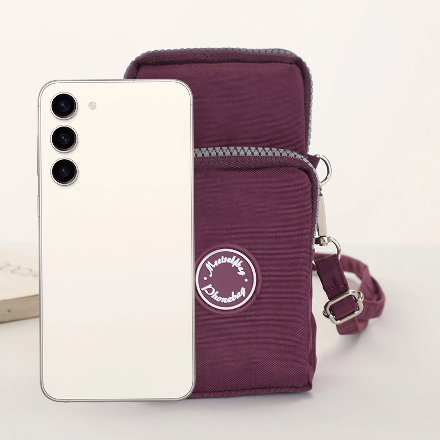 حقيبة كروس نسائية عصرية محمولة بسحاب ثلاثي من النايلون بلون سادة للجري اليومي ومتينة وعالية الجودة للهاتف الخلوي