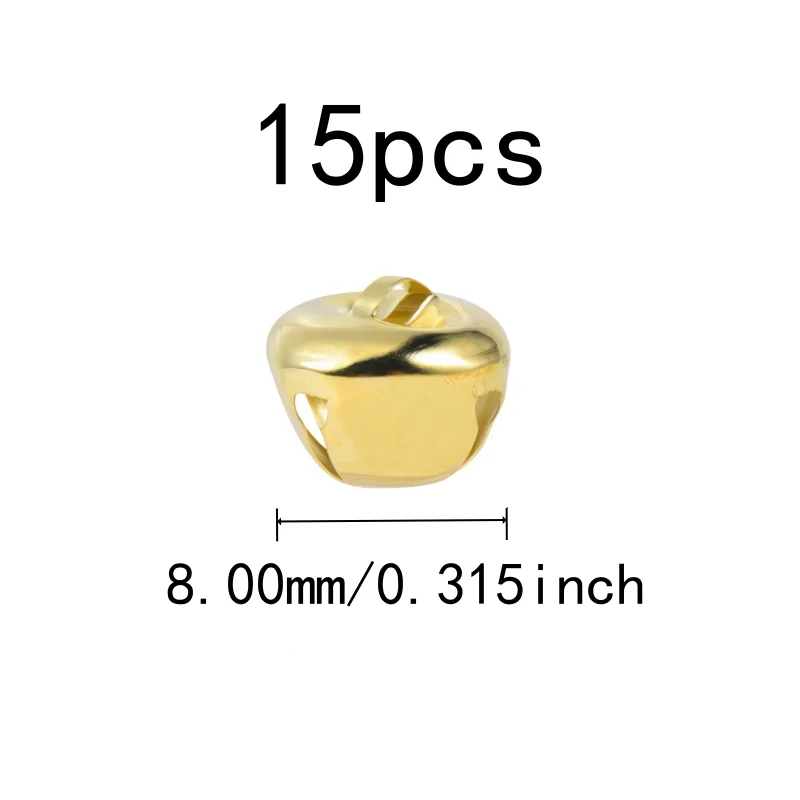 15 pcs 8mm Jingle Bell Charms, Cross Shape Design, suitable for DIY Craft Accessories, Clear Crisp Sound, Gold