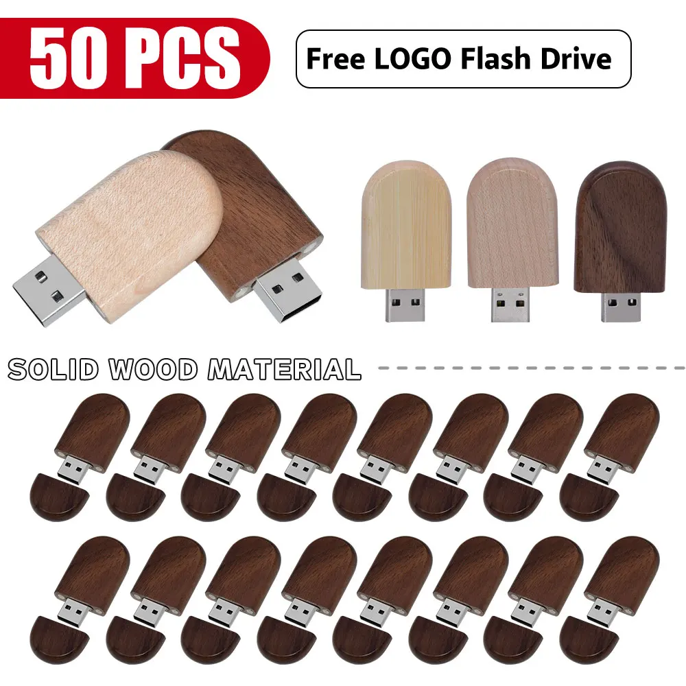 

50PCS LOT Wooden USB 2.0 Flash Drives 8GB 16GB Free logo Business gift Pen drive 64GB Maple wood 32GB Memory stick USB stick