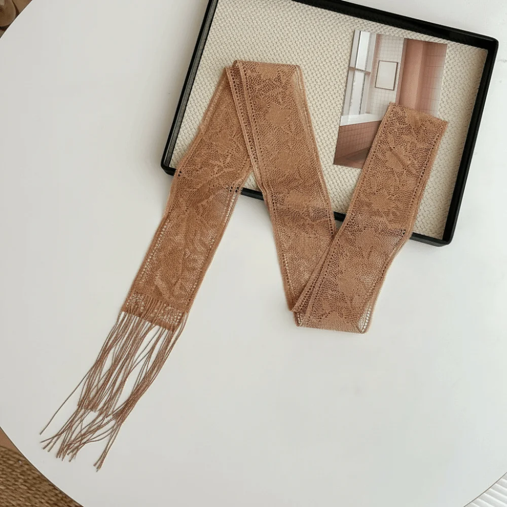 

Новый шарф с цветочным кружевным принтом, мягкий узкий длинный многофункциональный головной платок, легкий элегантный шарф-лента для официальных мероприятий