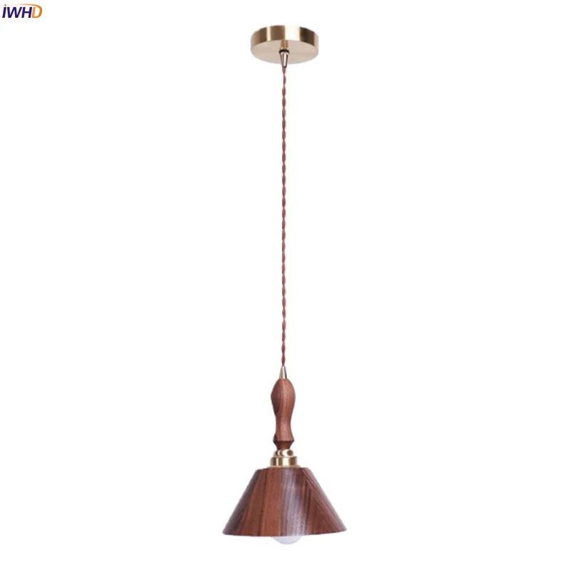 

IWHD Nordic Minimalism LED Pendant Lights Kitchen Island Living Room Restaurant Loft Copper Wood Hanging Lamp Lighting Hanglamp