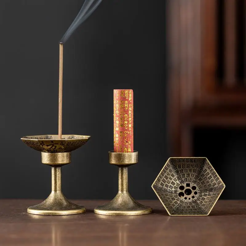[E] Split-type Alloy Incense Holder High-footed 9-Holes Sandalwood Incense Burner Stable Aromatherapy Stove Home Decoration