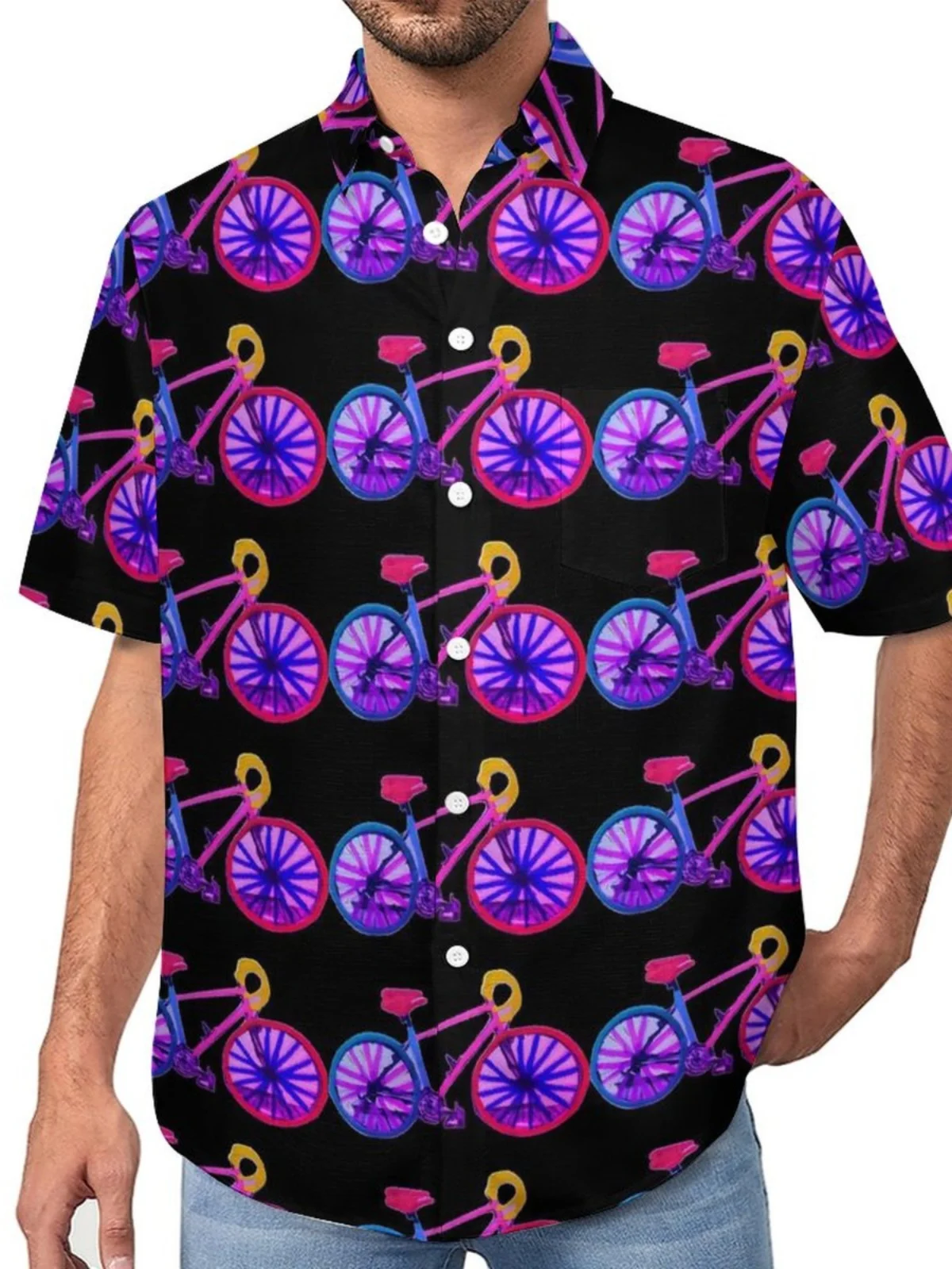 

Casual Printed ort Sve irt Lapel Printed Stand Fit Moisture ng Breathable Summer irt for Middle-Aged Men