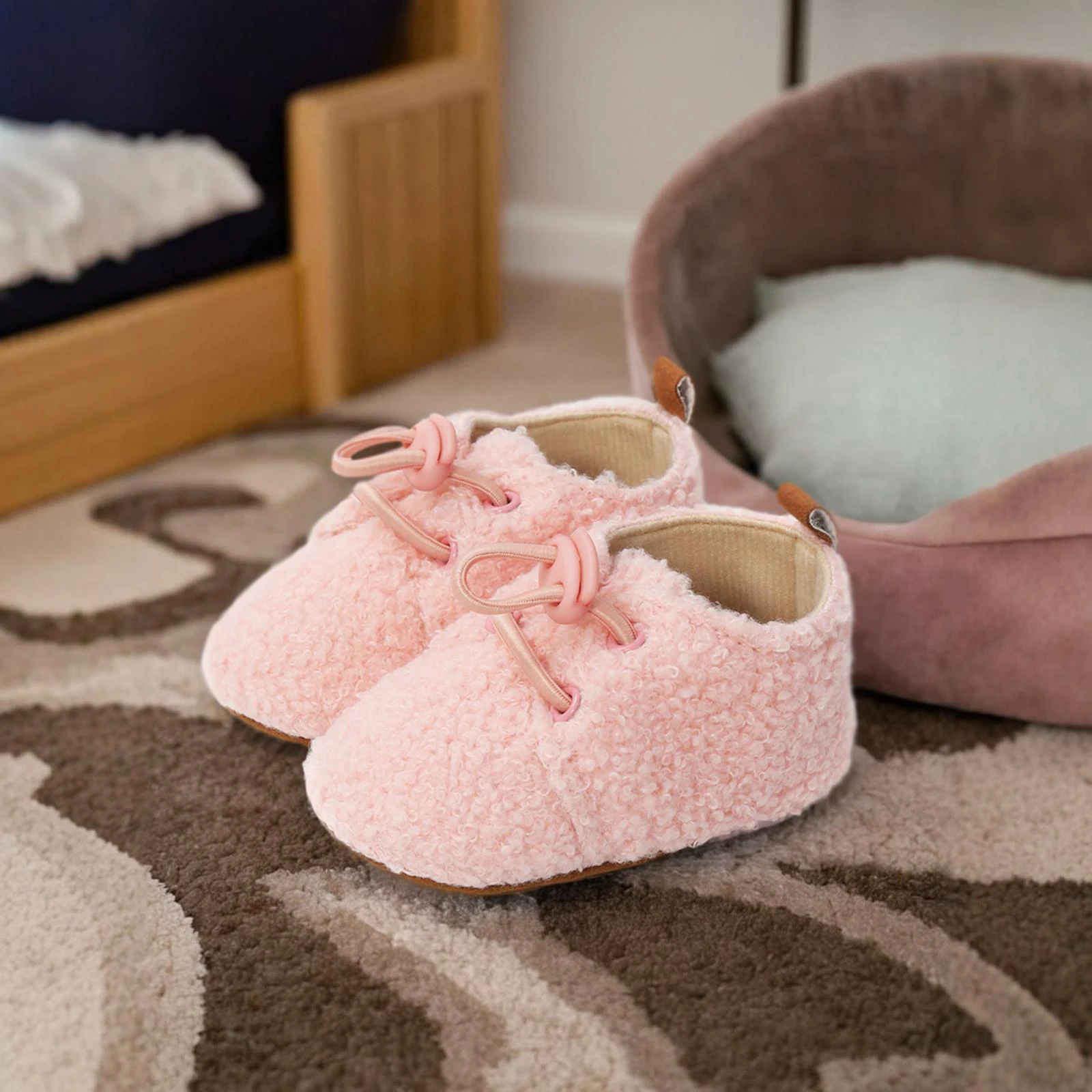 Newborn Infant Baby Boys Girls Fleece Booties Stay On Socks Soft Shoes Non Skid Winter Warm Christmas Slippers