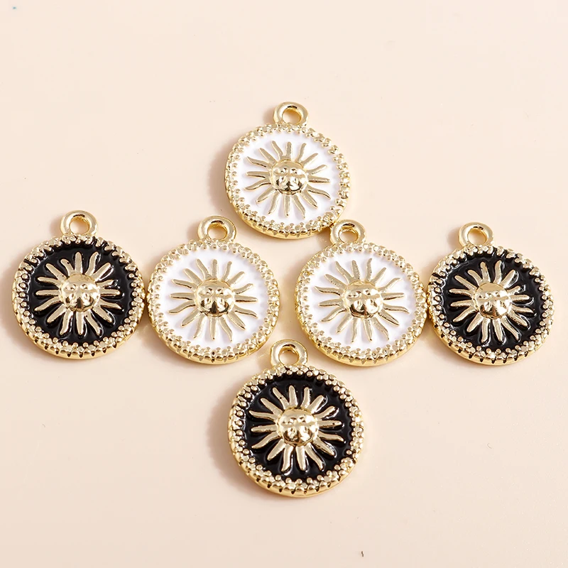 8 Stück zweifarbige Emaille-Sonnen-Mond-Charms für baumelnde Ohrringe, Armbänder, Halsketten, Schmuckherstellung, Zubehör, handgefertigter DIY-Schmuck – Detail 9