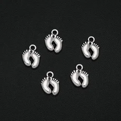 30pcs/Lot 10x14mm Antique Baby Feet Charms New Born Pendants For DIY Keychain Jewelry Making Supplies Accessories Wholesale Bulk