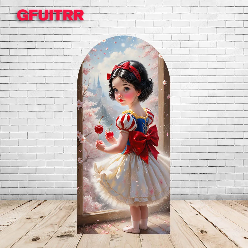 Little Snow White Backdrop Arch Cover Birthday Decoration Photography Background Girl Boy Party Polyester Photo Booth Prop