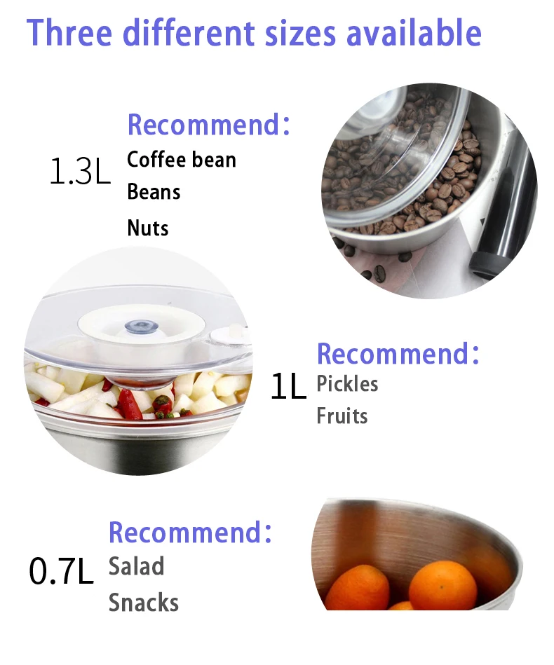 علبة مفرغة للغلق ، حاوية مطبخ من الفولاذ المقاوم للصدأ ، صندوق تخزين الطعام ، برطمانات لحبوب القهوة