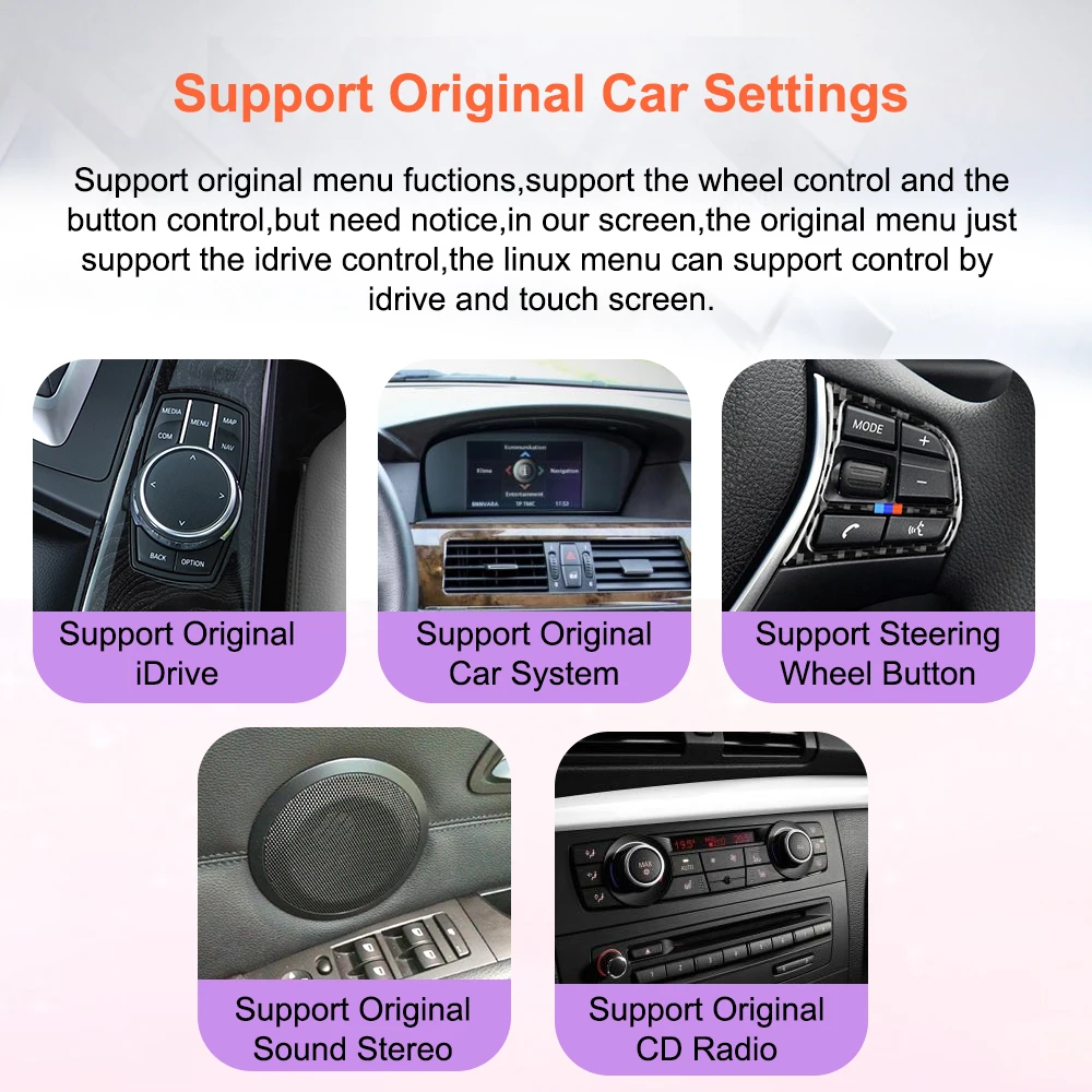 Bonroad 8.8 بوصة لاسلكي Apple CarPlay Android Auto لسيارات BMW 3/5 Series E60 E61E62 E63 E90 E91E92 E93 CCC لـ Youtube