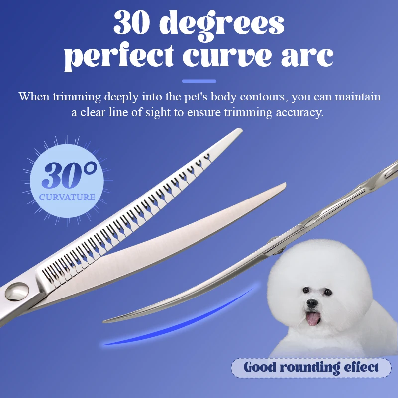 Crane 7 Inch Pet Grooming Magic Scissors Trimming and Hairdressing Dogs Beauty Curved Chunker Shears ATS-314 Steel 50/75% Rate