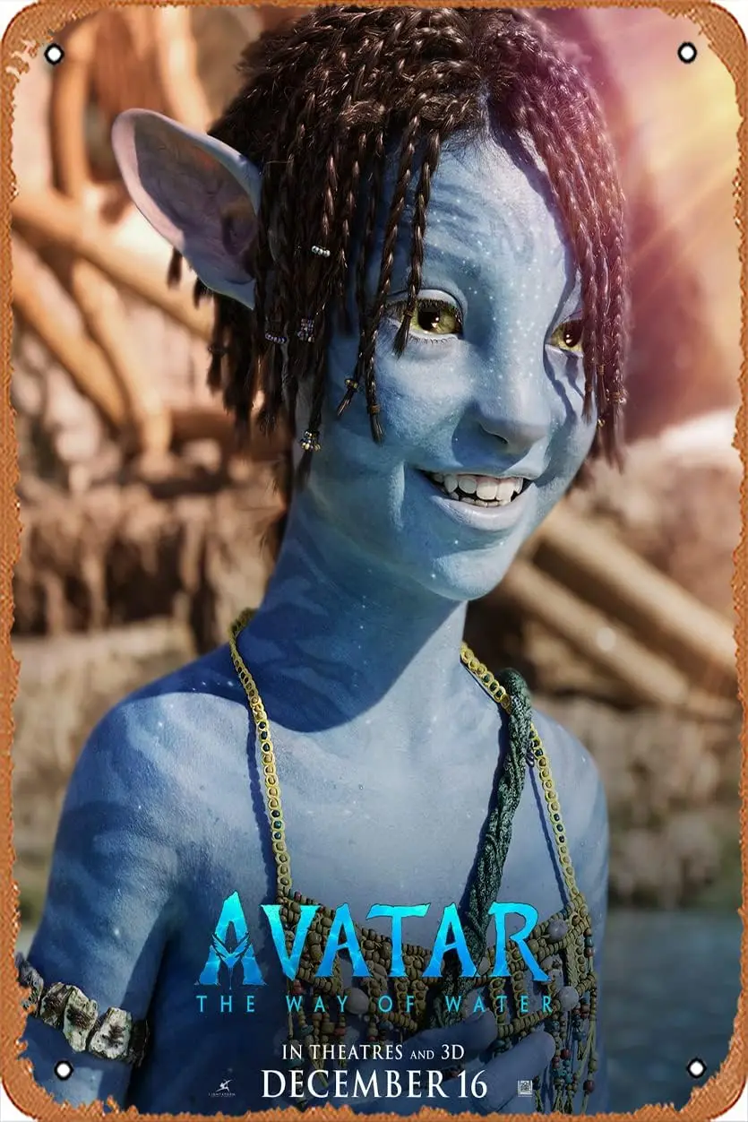 Avatar la voie de l'eau (Trinity Jo-li Bliss, Tuk) affiche de film signe en étain Film cinéma théâtre 8x12 pouces-signe Vintage Me
