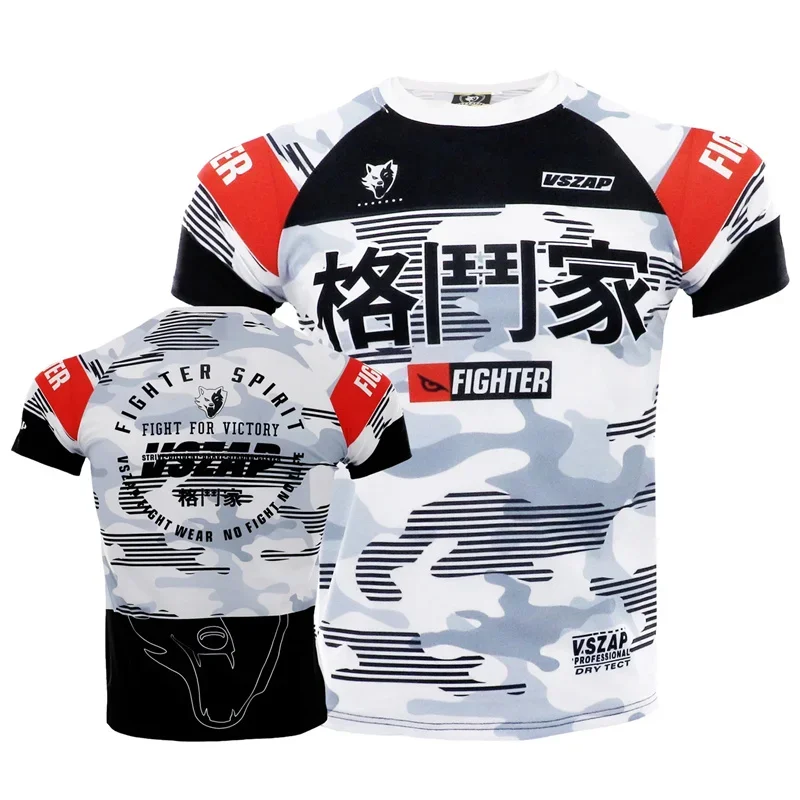 Herren Muay Thai Sport Lockeres Kurzarm-Rundhals-T-Shirt Lässiges Outdoor-Laufshirt Modische Fitnesskleidung Top Sommer – Detail 15