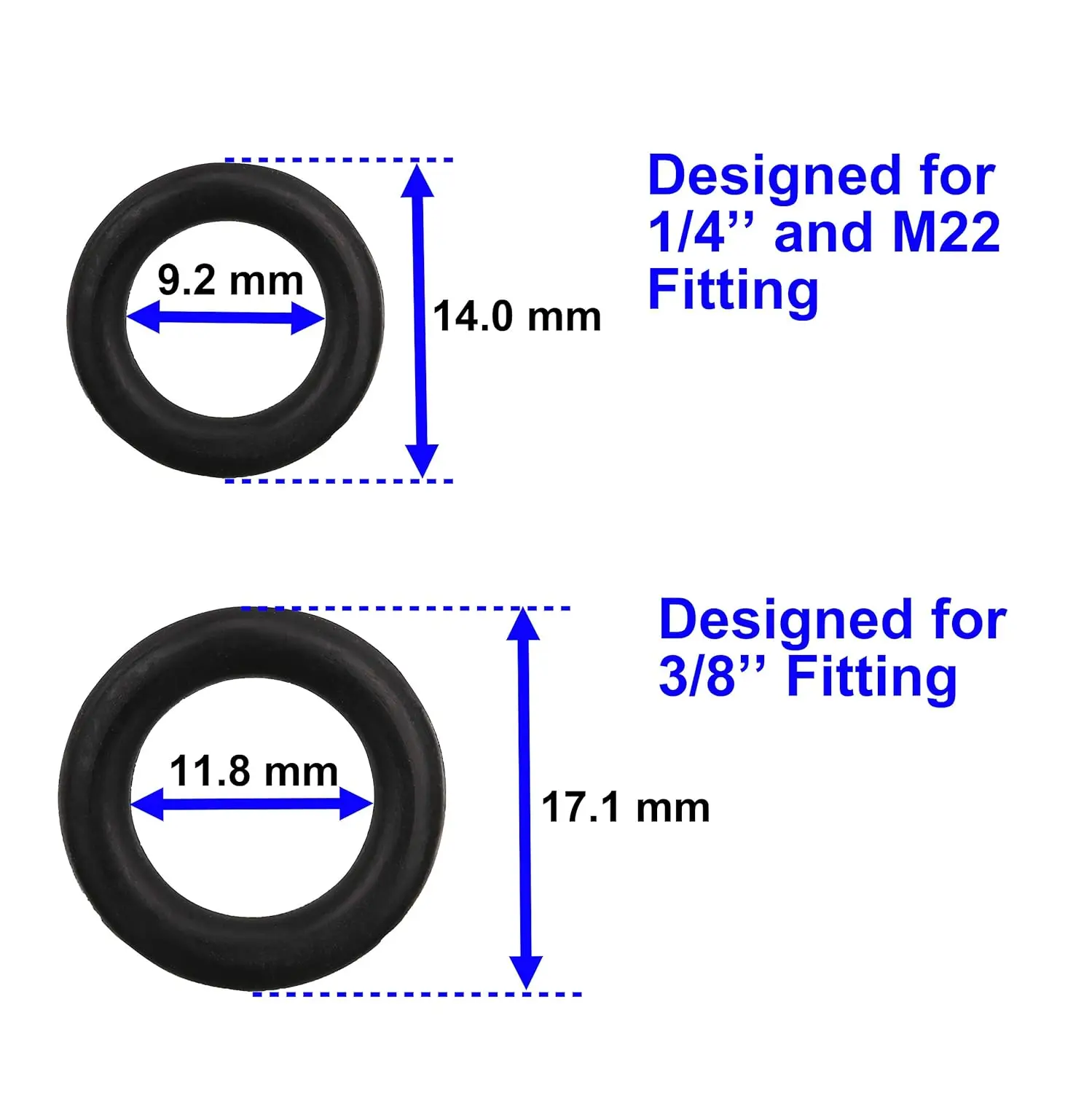M MINGLE Power Pressure Washer O-Rings for 1/4 Inch, 3/8 Inch, M22 Quick Connect Coupler, 40-Pack