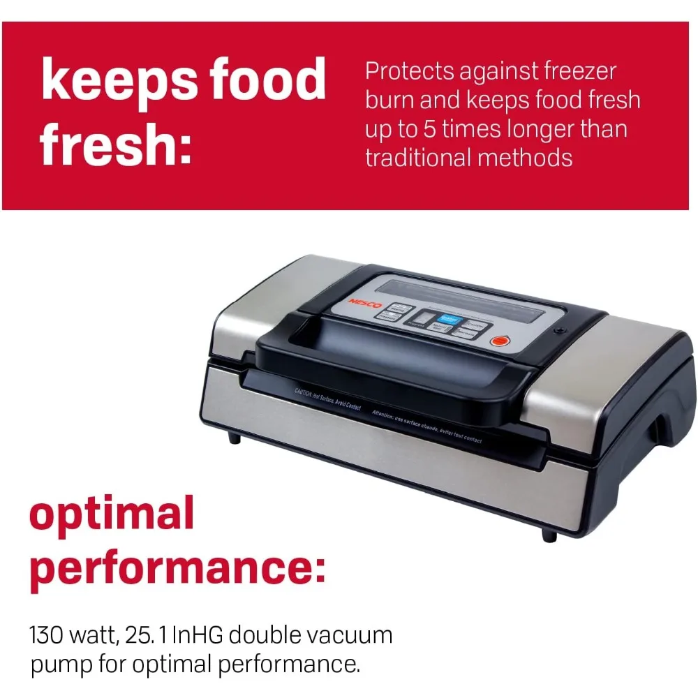 Scelleuse sous vide Deluxe Food VS-12, 130 watts, kit sacs et couvercle de visualisation, compacte, argent