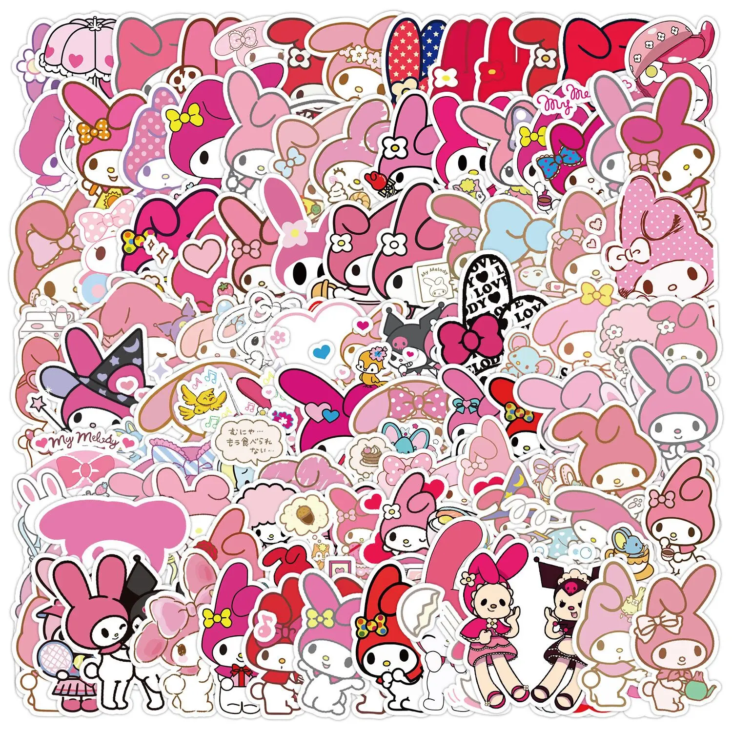 10/50/100PCS Kawaii Pink My Melody Cartoon Stickers Waterproof DIY Luggage Laptop Phone Cute Anime Cute Sticker Kid Toy Gift