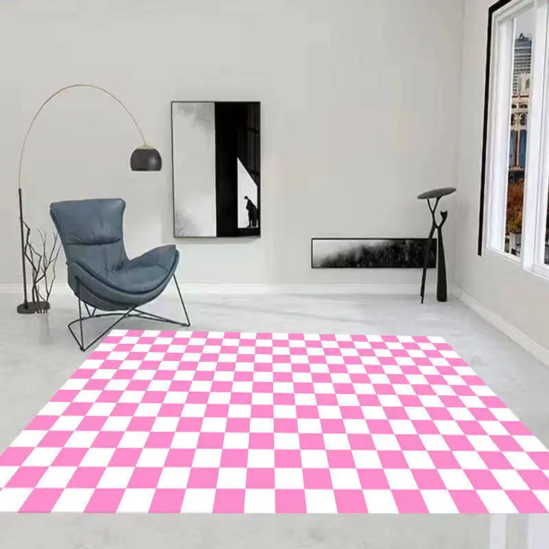 VIKAMA Checkerboard Nordic Rug Non-slip Washable for Living Room Bedroom Home Decor