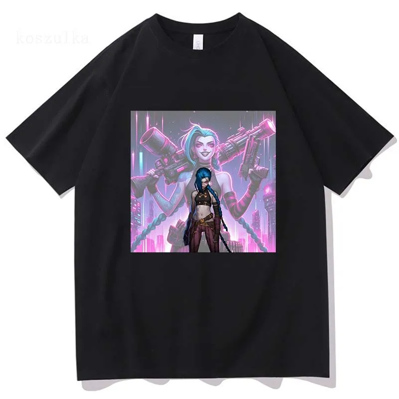 Arcane Season 2 Caitlyn Tshirt Fashion Men/women Clothing Harajuku Clothes Unisex Tops Cotton Tees Graphic T Shirts Fans Gift